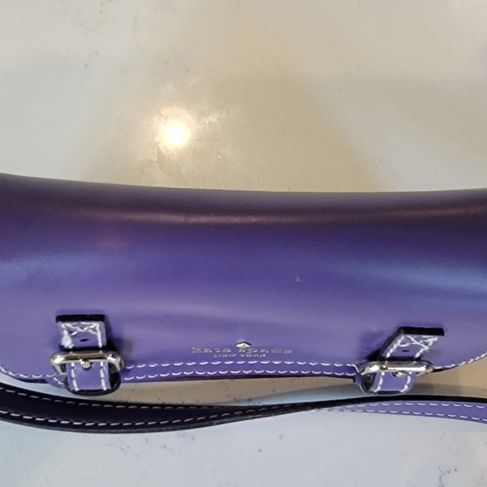 Kate Spade Purple Leather Essex Scout Crossbody Handbag Messenger Bag